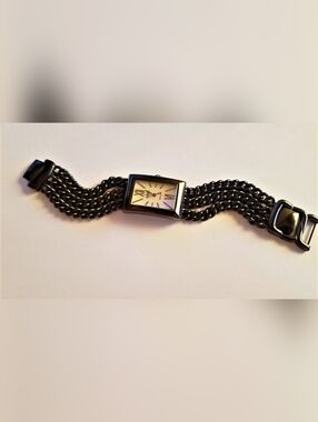 Ecclissi Womens 33833 Black Sterling Silver Watch with 3 Chain Band MOP Dial 85g